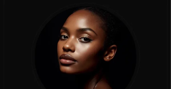 Close-up of clear skin in black and white.