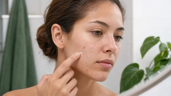 Woman applying a small spot treatment beside a hydrocolloid patch