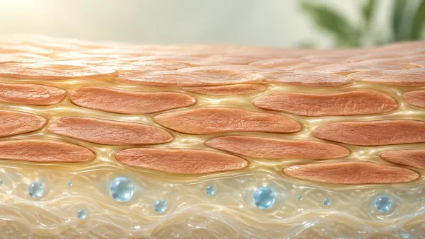 Simplified cross-section of flattened skin cells and surrounding lipids that help limit water loss